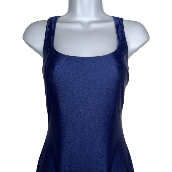 NWOT Speedo Xtra Life Lycra One Piece Swimsuit Womens 12 Navy Swimwear Lined - Picture 2 of 9